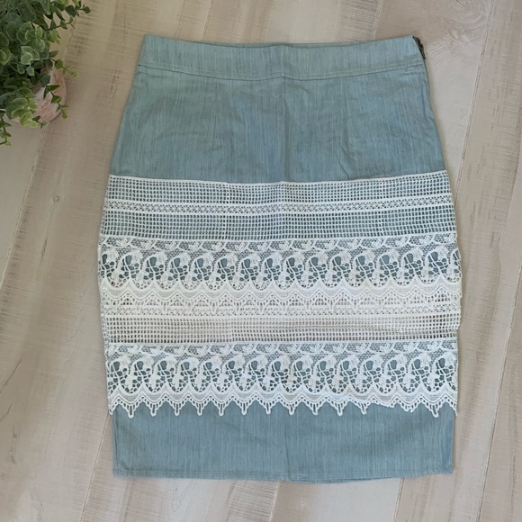 Hommage Dresses & Skirts - NWOT Hommage Light Blue Embroidered Skirt size M